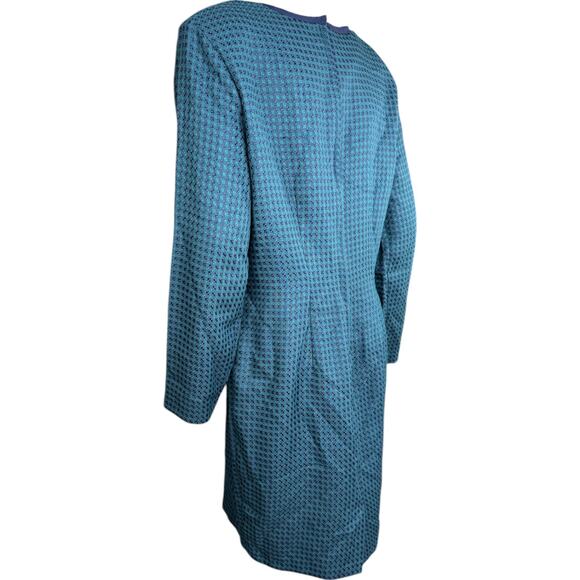 Miz California Green Navy Weave Plaid Vintage Career Dress Womens 12 Midi - Picture 5 of 14